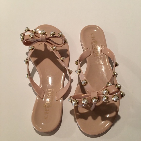 Cherish girls beaded pearl flip flops - Picture 3 of 5